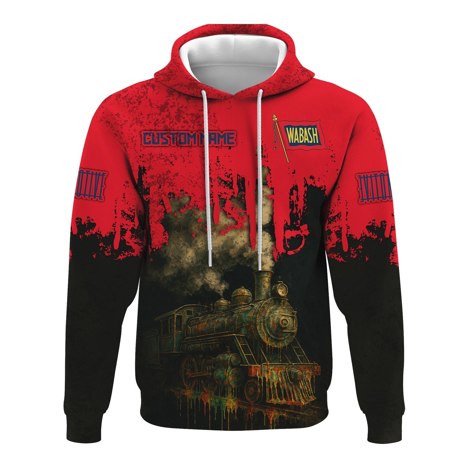 Railspirit Personalized Wabash Railroad Hoodie Vintage Train Art Style Zip Up Hoodie For Locomotive Fans