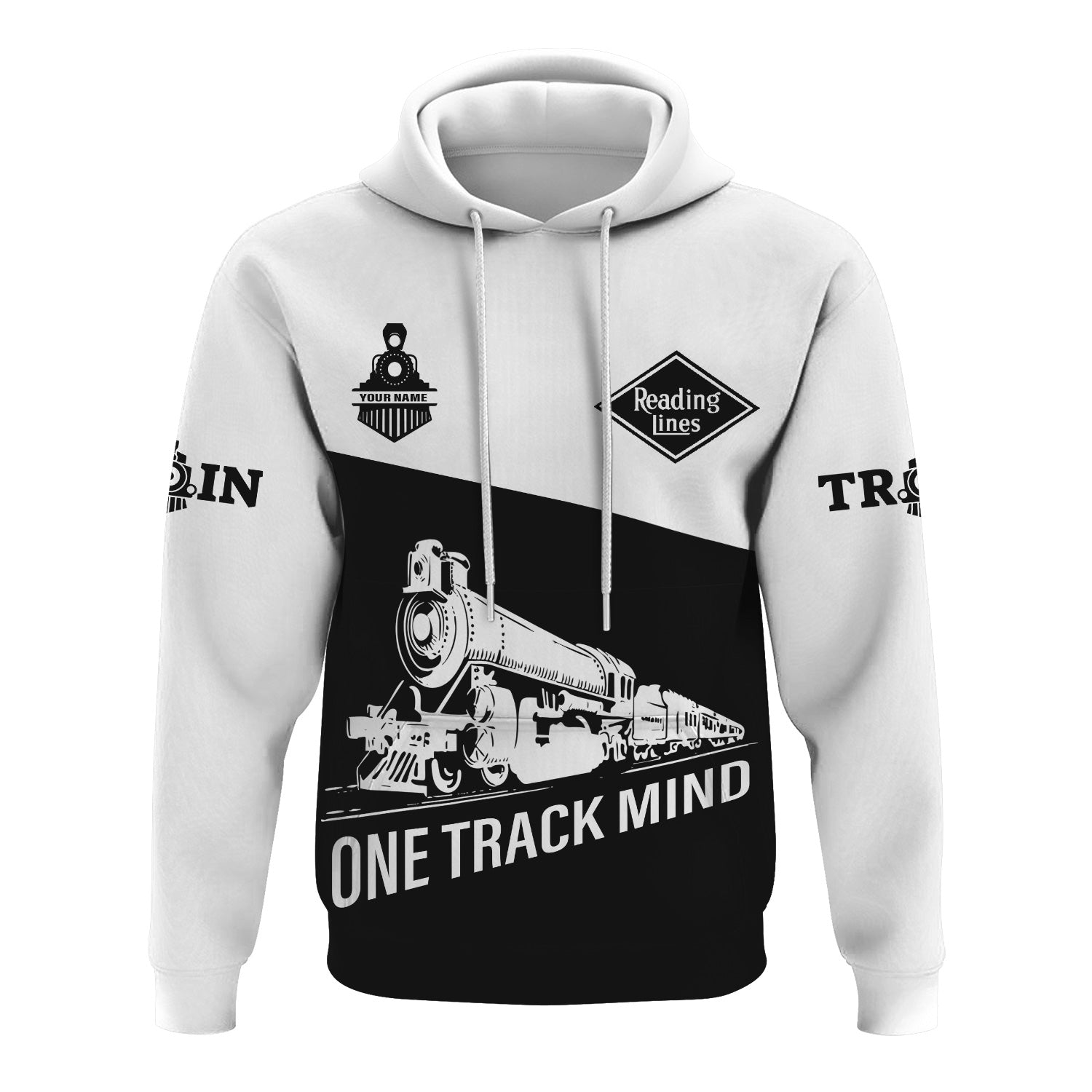 Railspirit Custom Name Reading Railroad Hoodie One Track Mind Printed Zip Hoodie