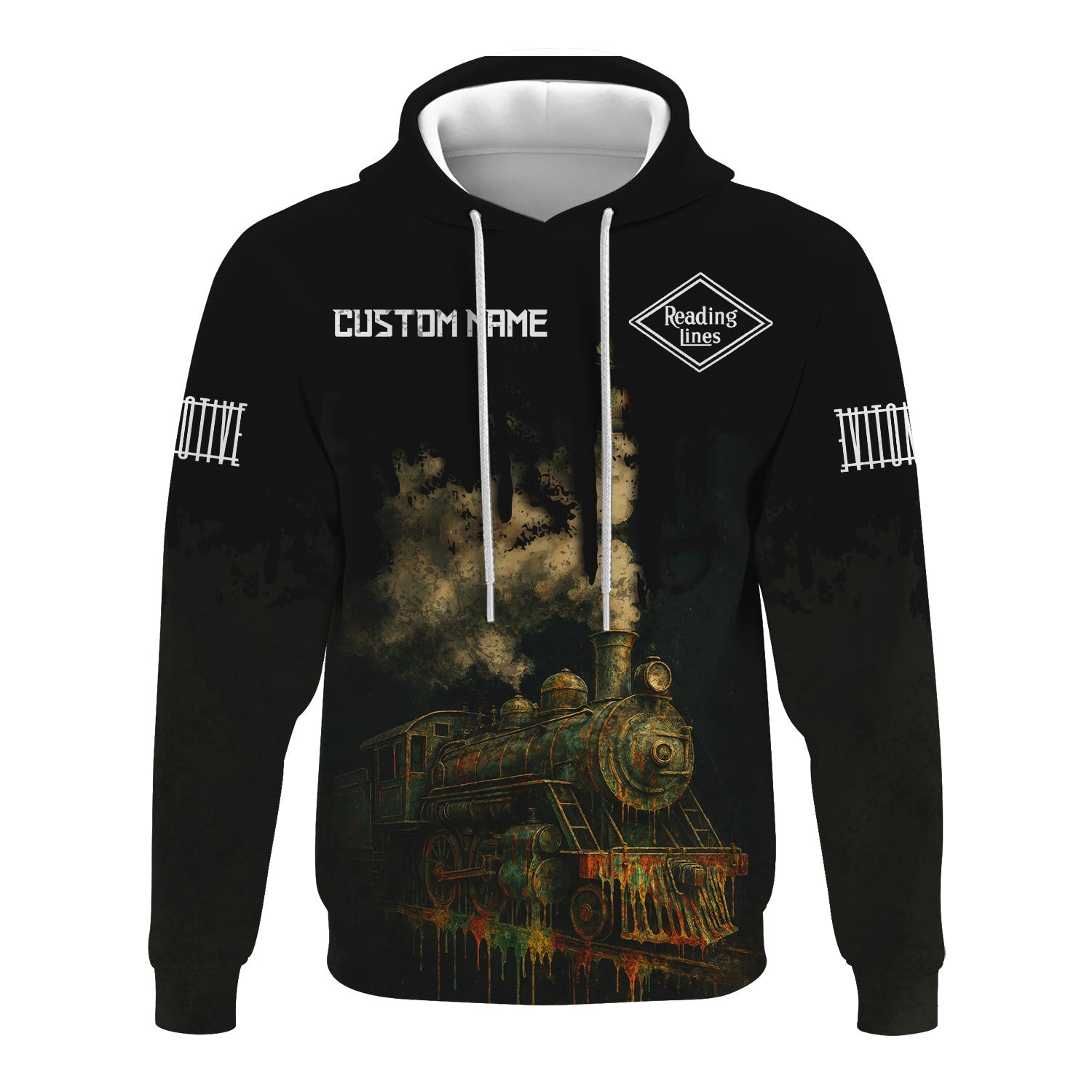 Railspirit Personalized Reading Railroad Hoodie Vintage Train Art Style Zip Up Hoodie For Locomotive Fans