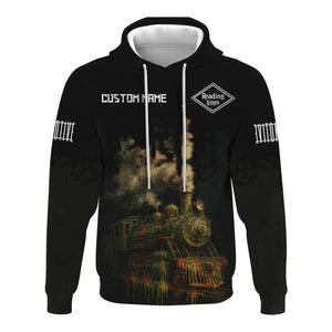 Railspirit Personalized Reading Railroad Hoodie Vintage Train Art Style Zip Up Hoodie For Locomotive Fans