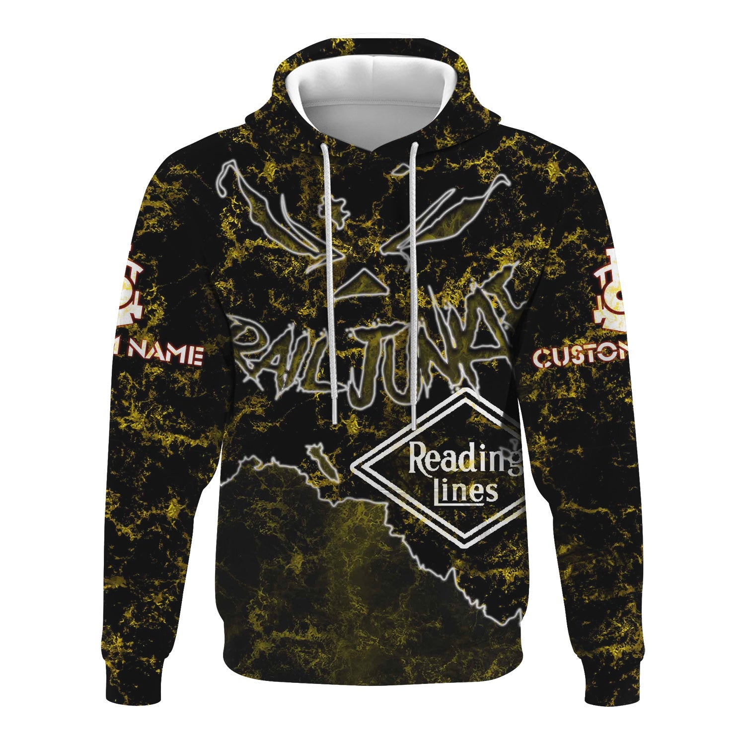 Railspirit Personalized Reading Railroad Hoodie Torn Graphic Style Train Zip Up Hoodie For Rail Junkie