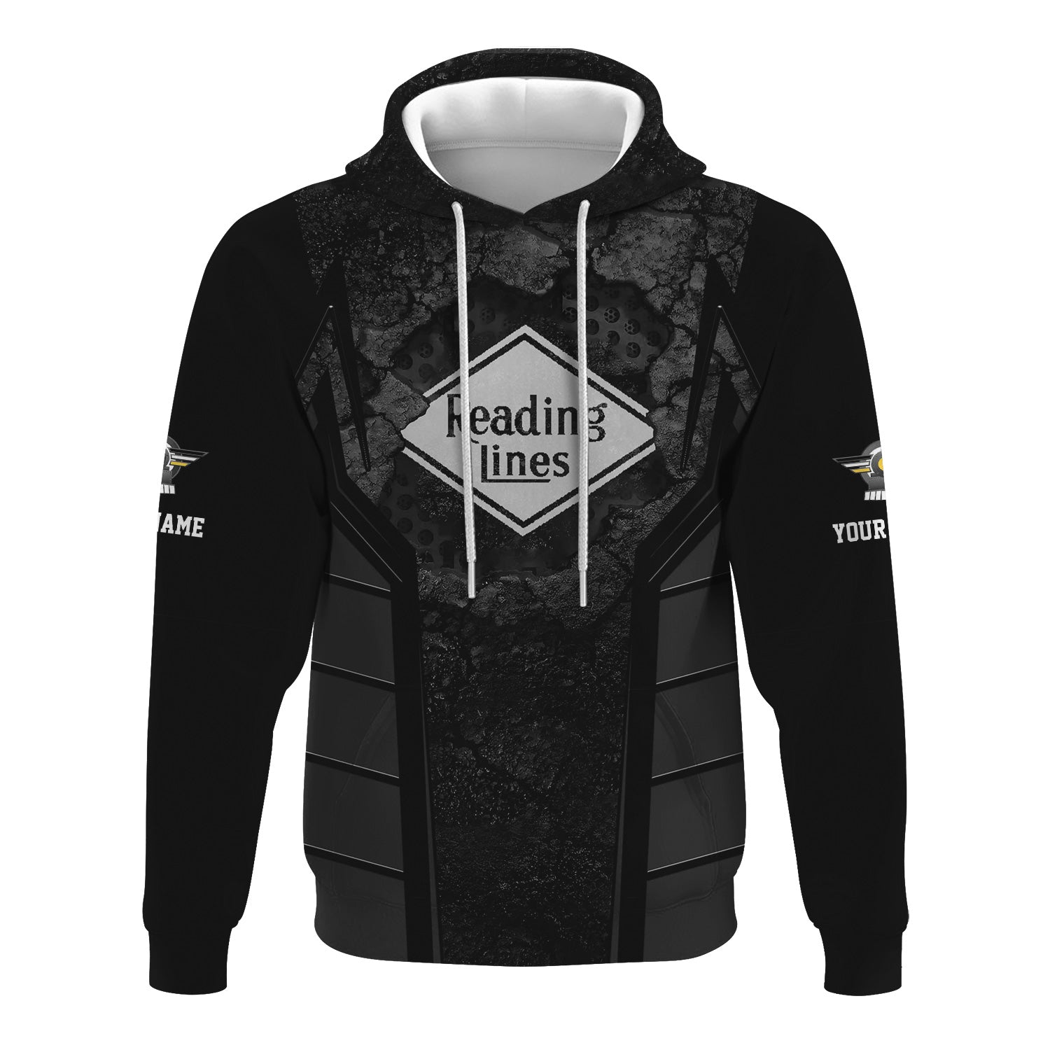 Railspirit Personalized Reading Railroad Hoodie Cracked Metal Design Train Zip Up Hoodie for Rail Enthusiasts