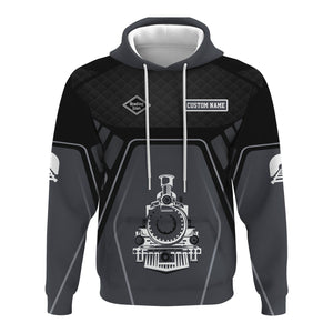 Railspirit Personalized Reading Railroad Hoodie Steam Locomotive Engine Graphic Train Zip Up Hoodie All Over Print