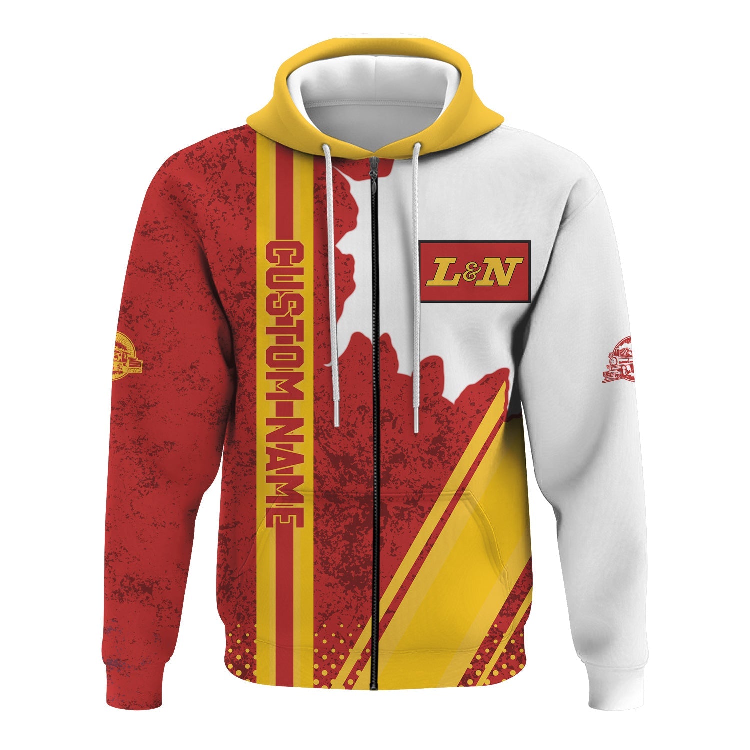 Railspirit Personalized Louisville and Nashville Railroad Hoodie L&N All Over Printed Unisex Zip Up Hoodie