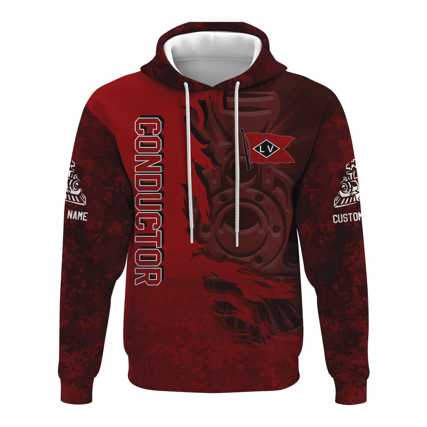 Railspirit Personalized Lehigh Valley Railroad Hoodie Blazing Style with Custom Position Train Zip Up Hoodie