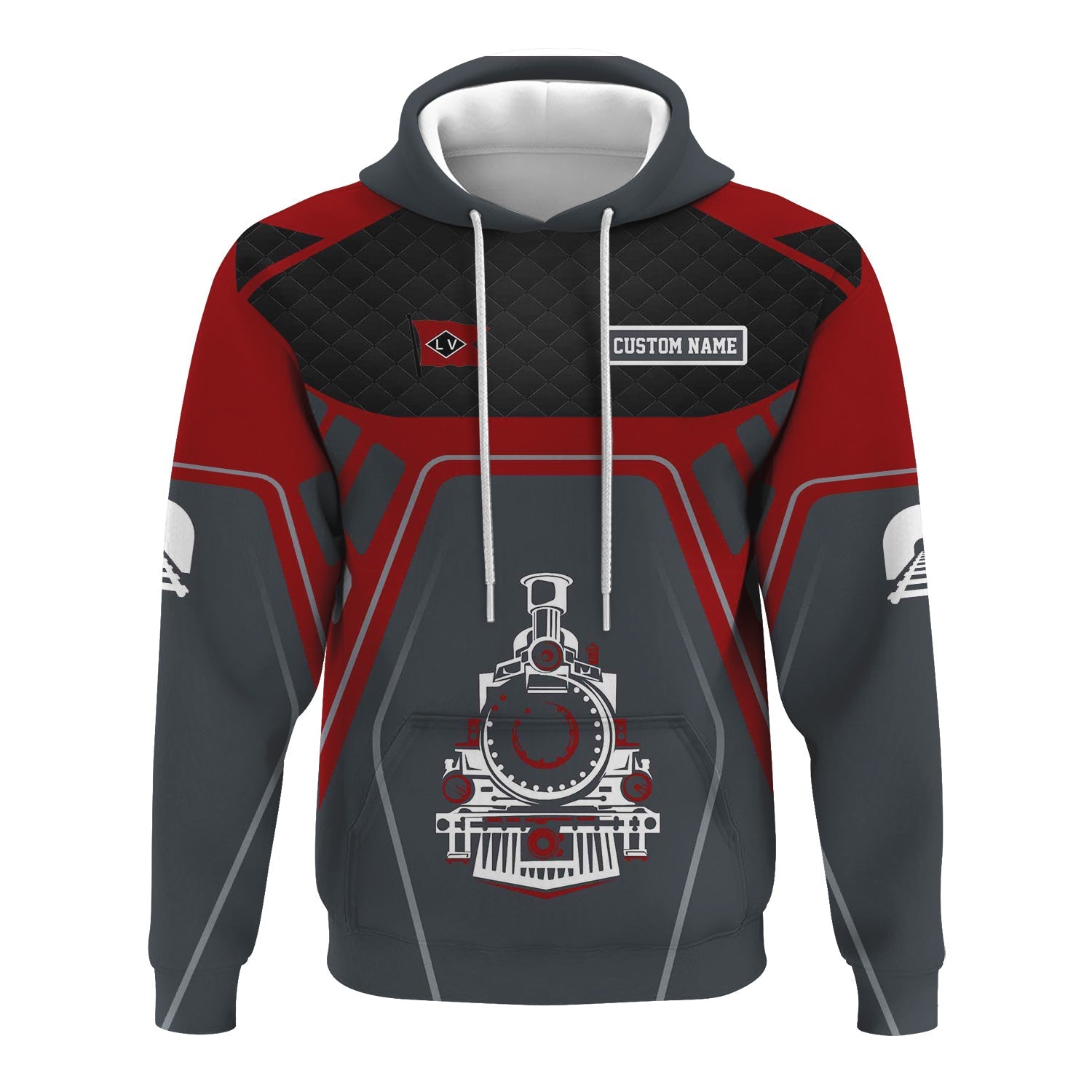 Railspirit Personalized Lehigh Valley Railroad Hoodie Steam Locomotive Engine Graphic Train Zip Up Hoodie All Over Print