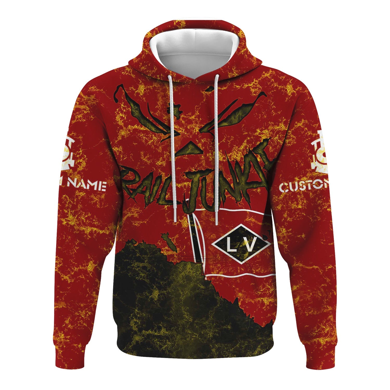 Railspirit Personalized Lehigh Valley Railroad Hoodie Torn Graphic Style Train Zip Up Hoodie For Rail Junkie