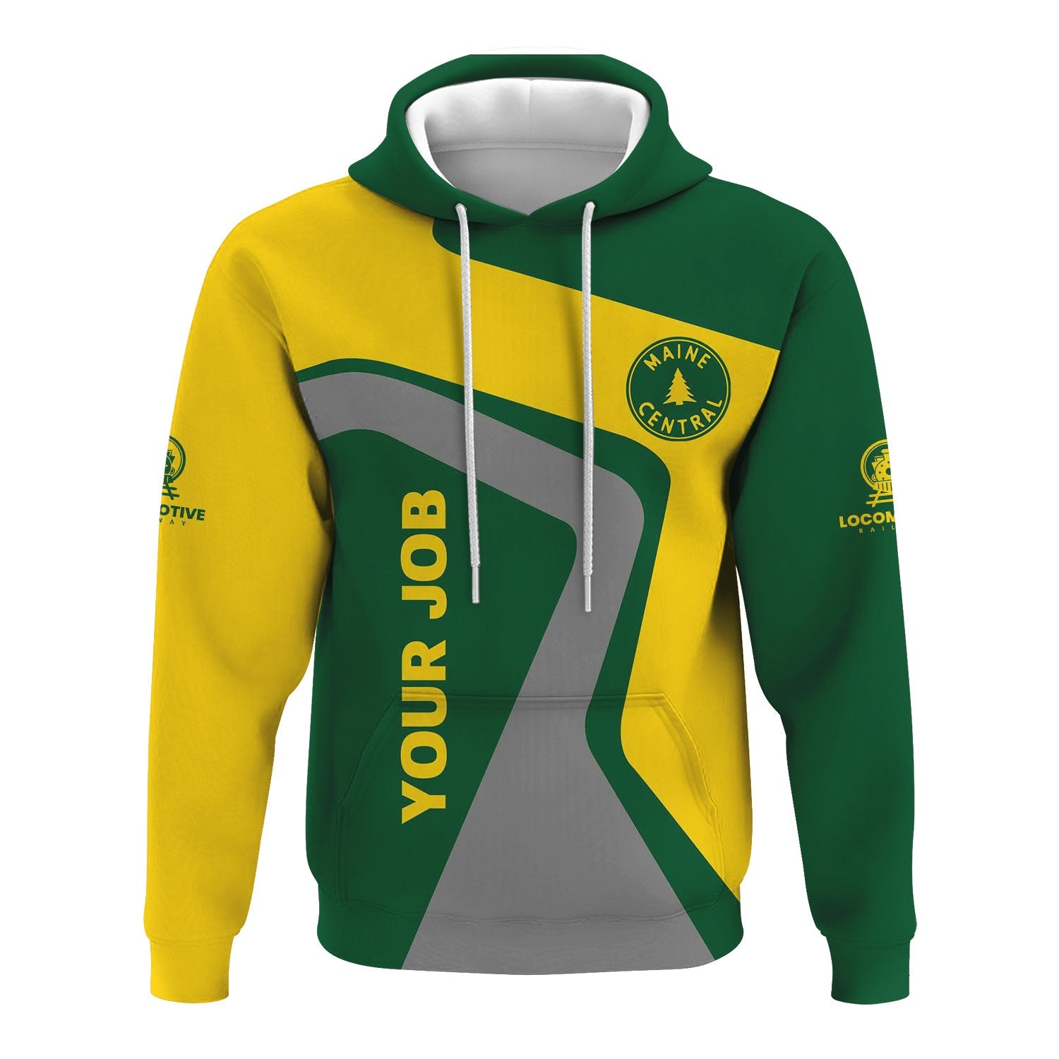 Railspirit Personalized Maine Central Railroad Hoodie Unique Design with Custom Job Position Train Zip Up Hoodie