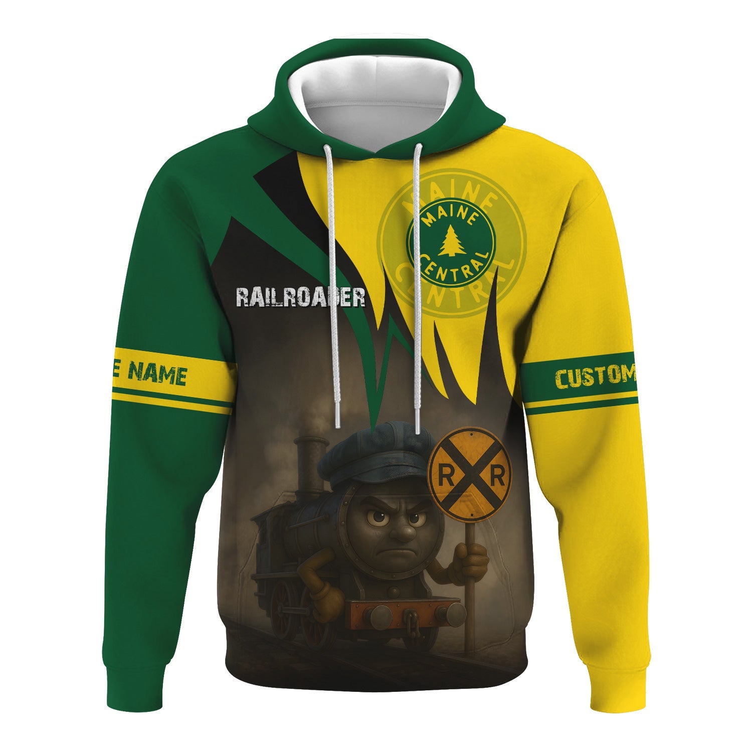 Railspirit Personalized Maine Central Railroad Hoodie Angry Train Hoodie Gift Idea For Train Lover