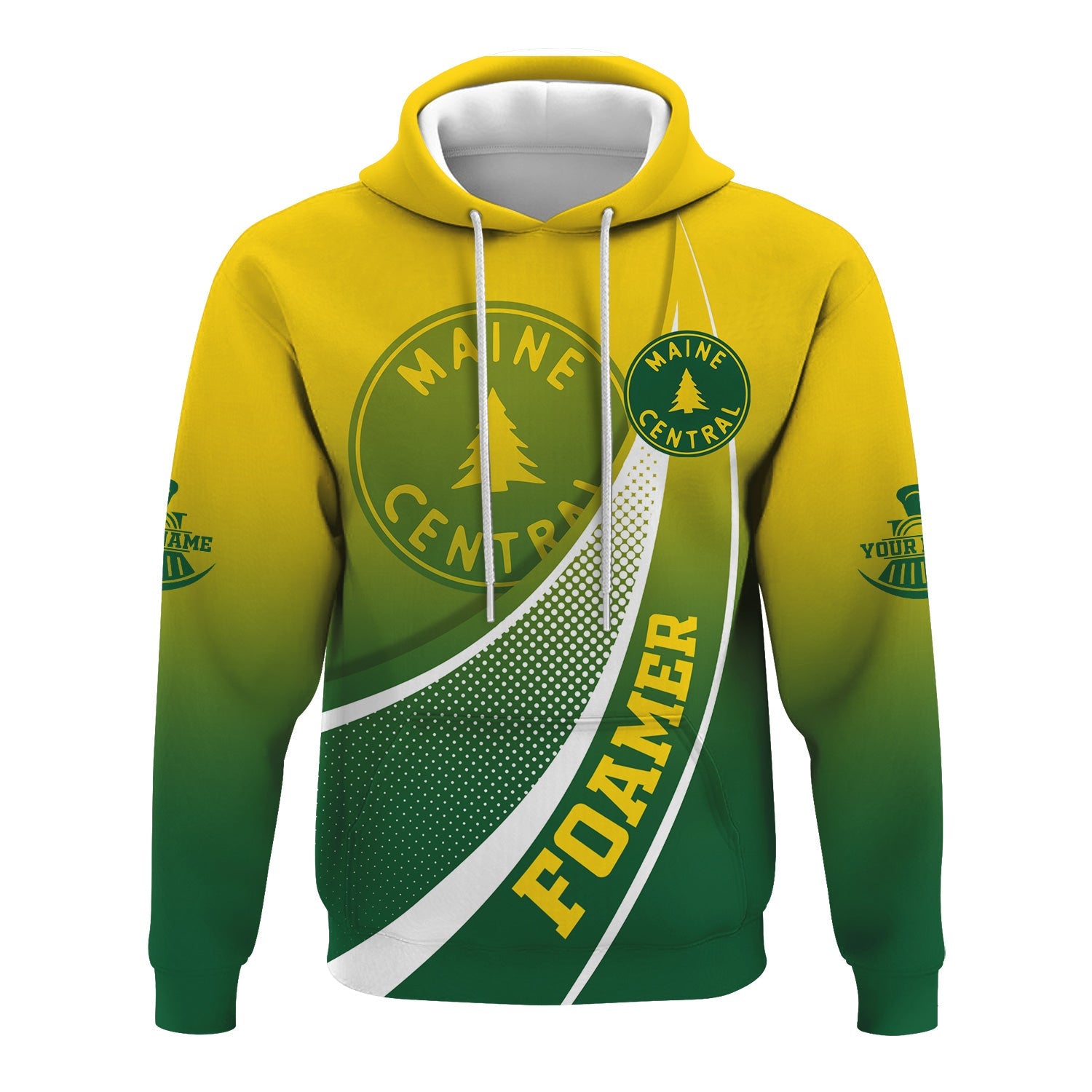 Railspirit Personalized Maine Central Railroad Hoodie Railway-Themed Style Zip Up Hoodie Gift Idea For Trainspotter