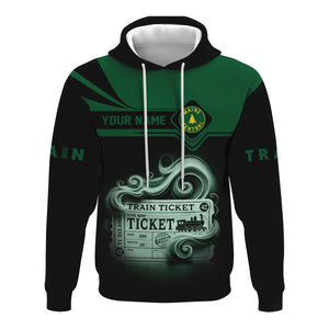 Railspirit Custom Name Maine Central Railroad Hoodie American Train Ticket Printed Zip Hoodie