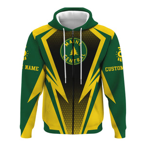 Railspirit Personalized Maine Central Railroad Hoodie Lightning Graphic Style Zip Up Hoodie Gift Idea For Train Lover