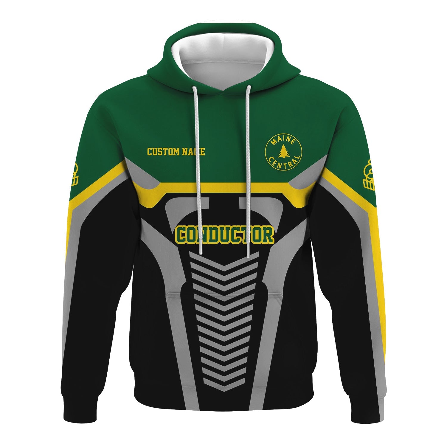 Railspirit Personalized Maine Central Railroad Hoodie Track-Inspired with Custom Job Position Train Zip Up Hoodie