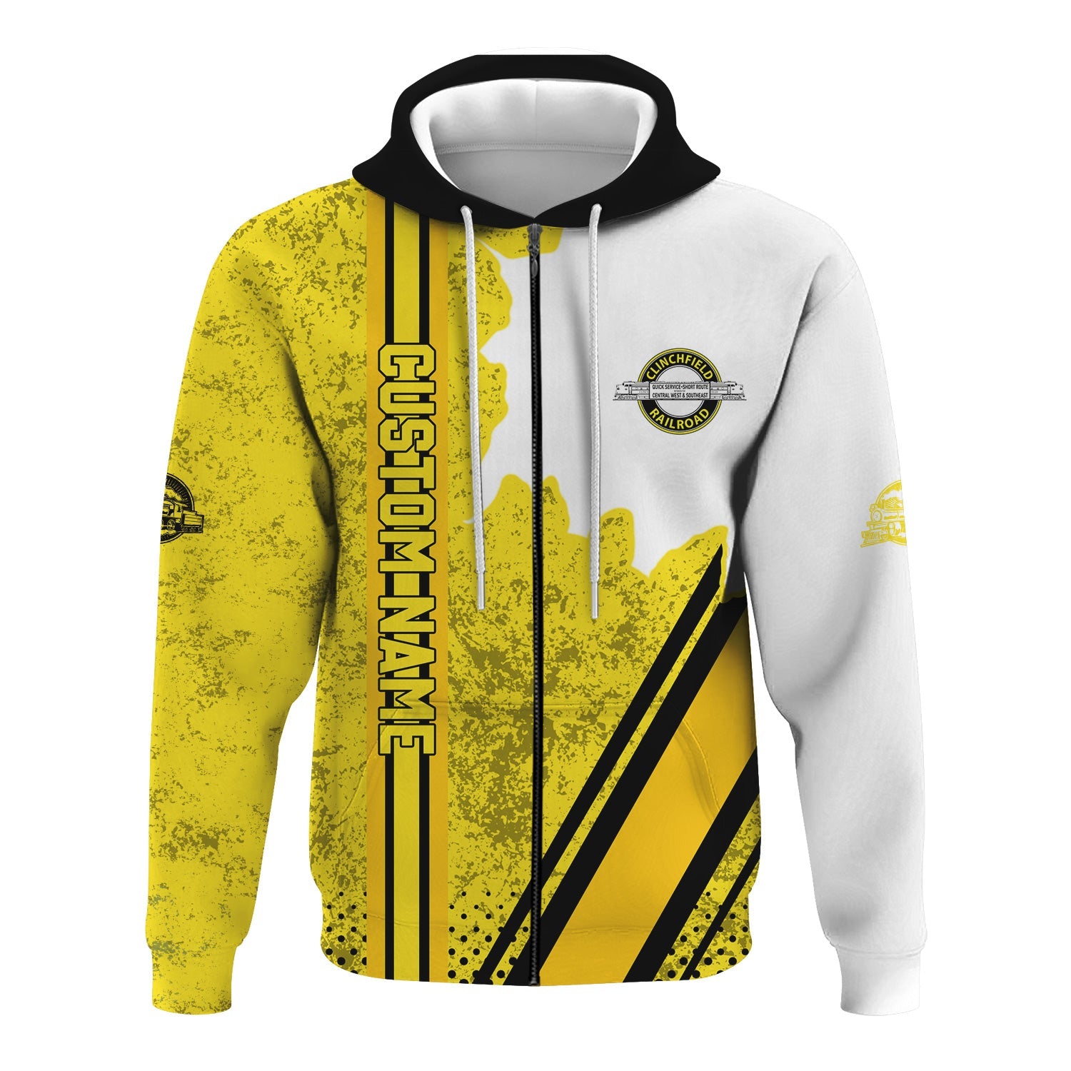 Railspirit Personalized Clinchfield Railroad Hoodie All Over Printed Unisex Zip Up Hoodie