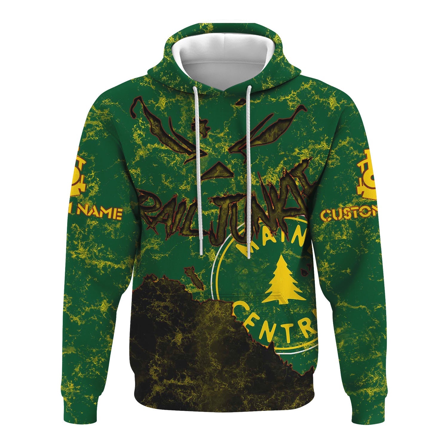 Railspirit Personalized Maine Central Railroad Hoodie Torn Graphic Style Train Zip Up Hoodie For Rail Junkie