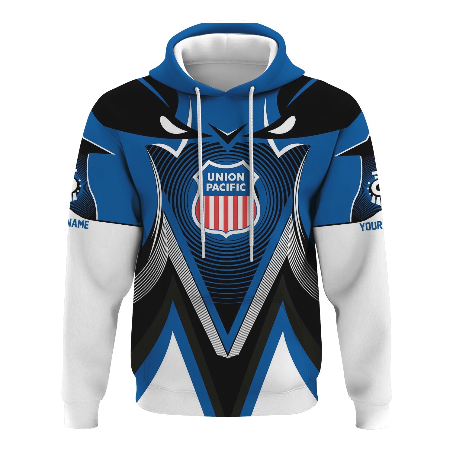 Railspirit Personalized Union Pacific Railroad Hoodie Vibrant Graphic Pattern Big Boy Zip Up Hoodie For Train Enthusiasts