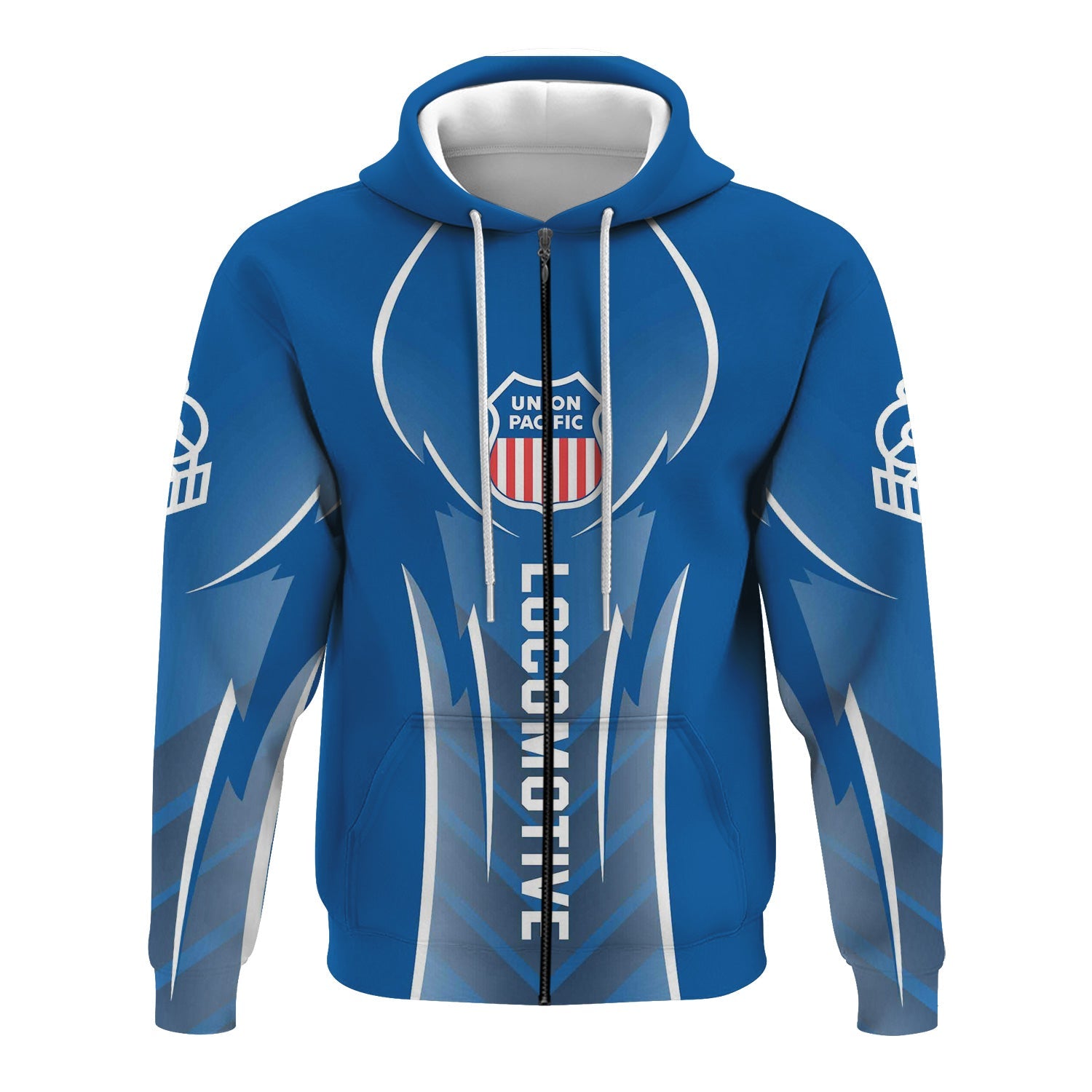 Railspirit Personalized Union Pacific Railroad Hoodie Striking Line Style Big Boy Train Zip Up Hoodie For Locomotive Lovers