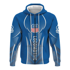 Railspirit Personalized Union Pacific Railroad Hoodie Striking Line Style Big Boy Train Zip Up Hoodie For Locomotive Lovers