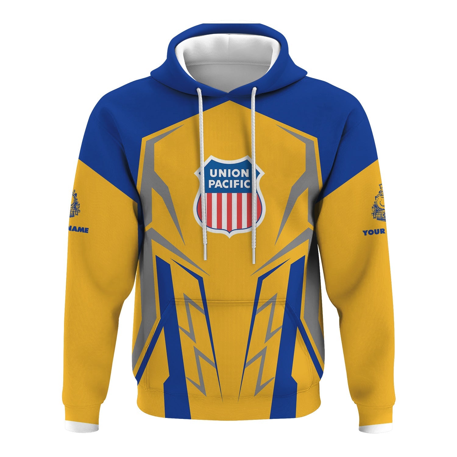 Railspirit Personalized Union Pacific Railroad Hoodie Futuristic Design with Custom Job Big Boy Train Zip Up Hoodie