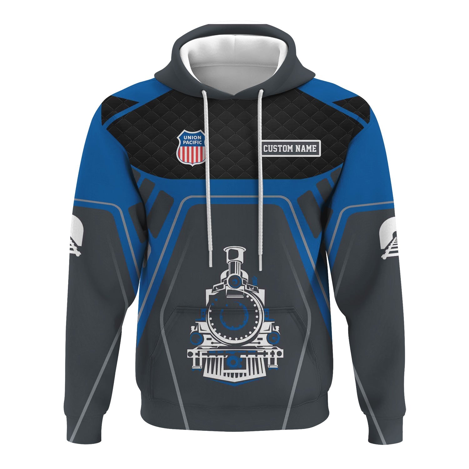 Railspirit Personalized Union Pacific Railroad Hoodie Steam Locomotive Engine Graphic Big Boy Train Zip Up Hoodie All Over Print