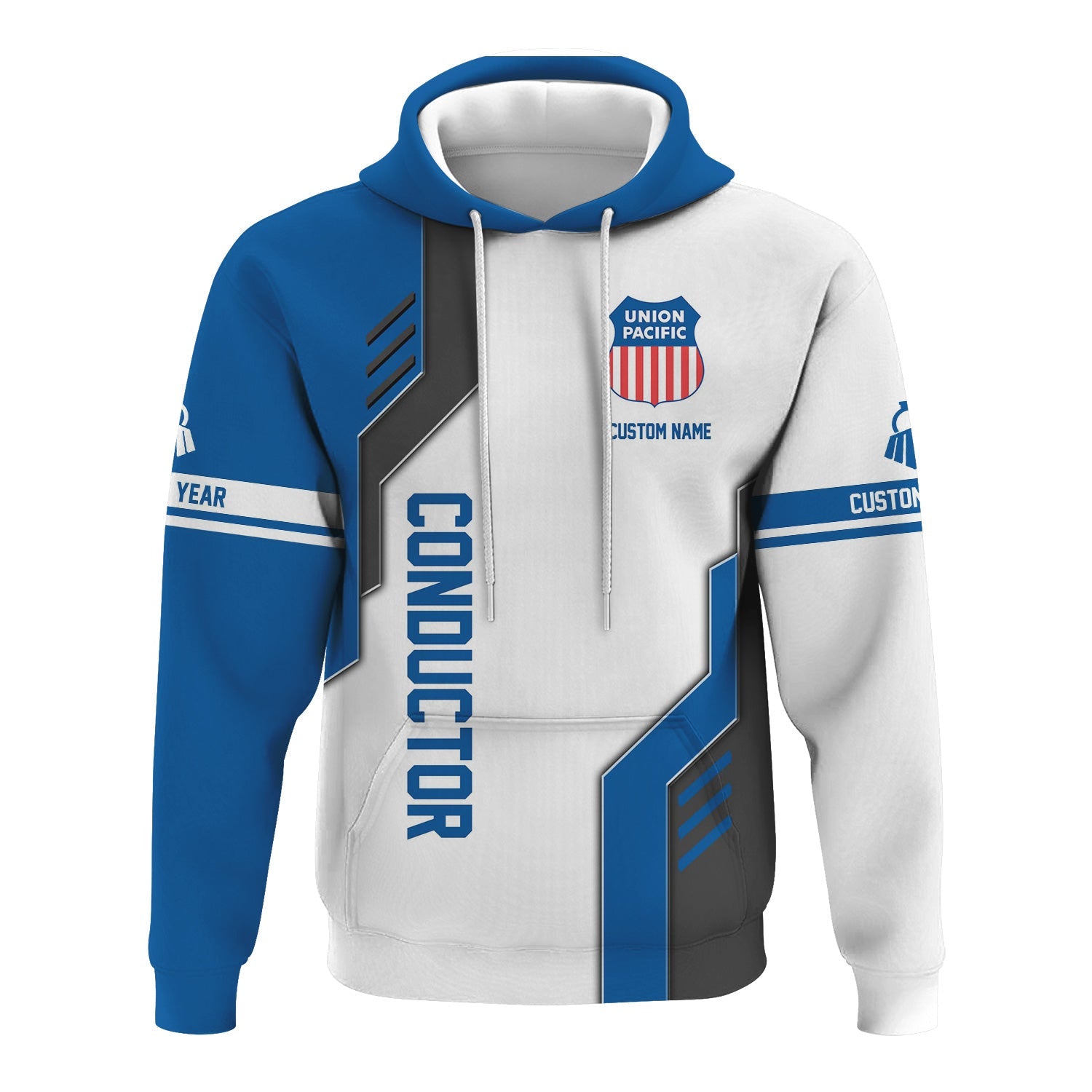 Railspirit Personalized Union Pacific Railroad Hoodie Unique Railway Style with Custom Job Big Boy Train Zip Up Hoodie