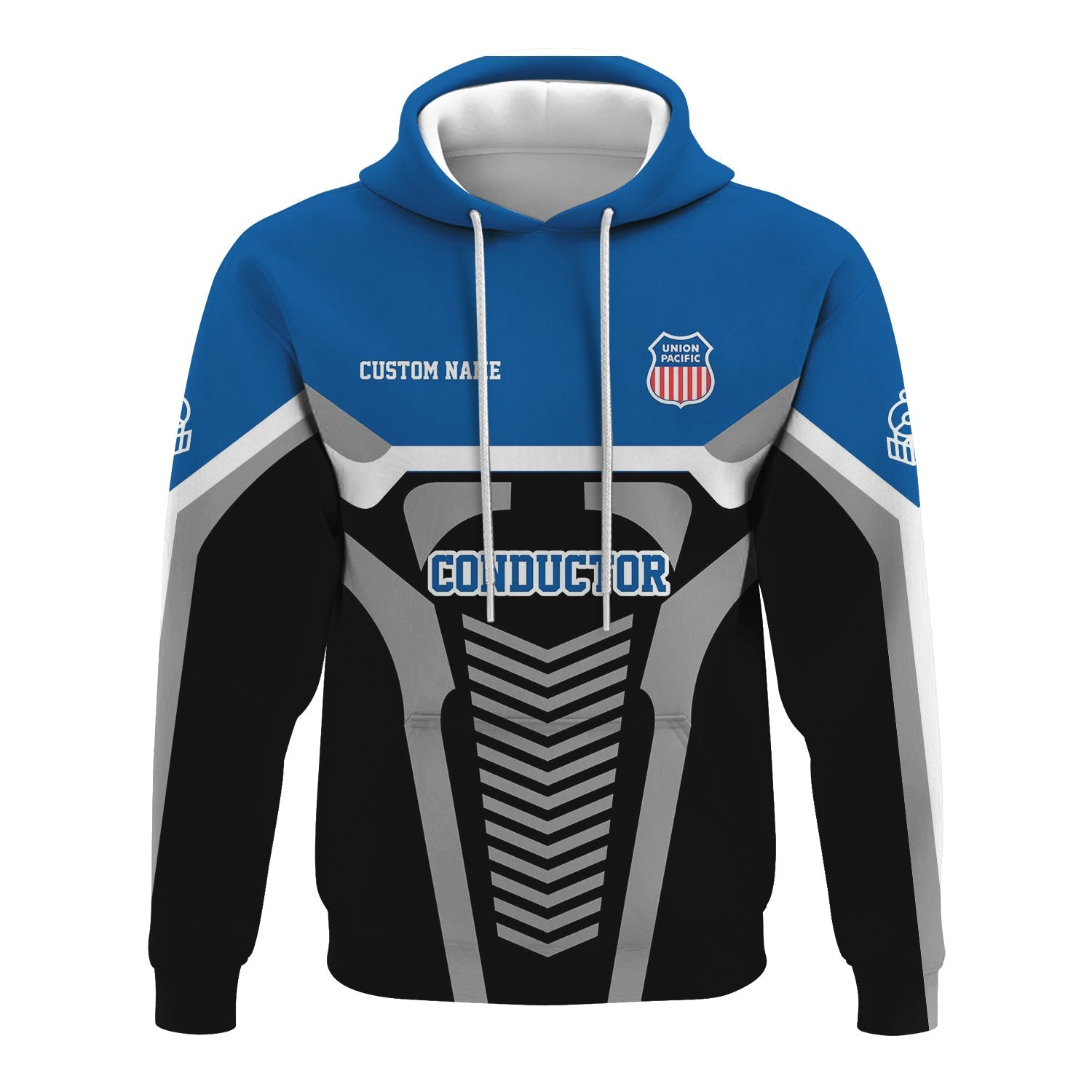 Railspirit Personalized Union Pacific Railroad Hoodie Track-Inspired with Custom Job Position Big Boy Train Zip Up Hoodie