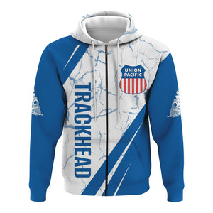 Railspirit Personalized Union Pacific Railroad Hoodie Crackle Texture Style Big Boy Train Zip Up Hoodie For Trackhead