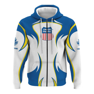 Railspirit Personalized Union Pacific Railroad Hoodie Distinctive Flame Style Big Boy Zip Up Hoodie For Steam Engine Addict