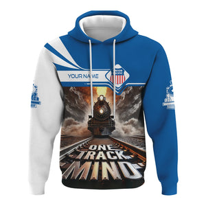 Railspirit Personalized Union Pacific Railroad Hoodie One Track Mind Big Boy Train Printed ZIp Up Hoodie