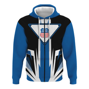 Railspirit Union Pacific Railroad Hoodie Bold Graphic Style Big Boy All Over Printed Zip Up Hoodie