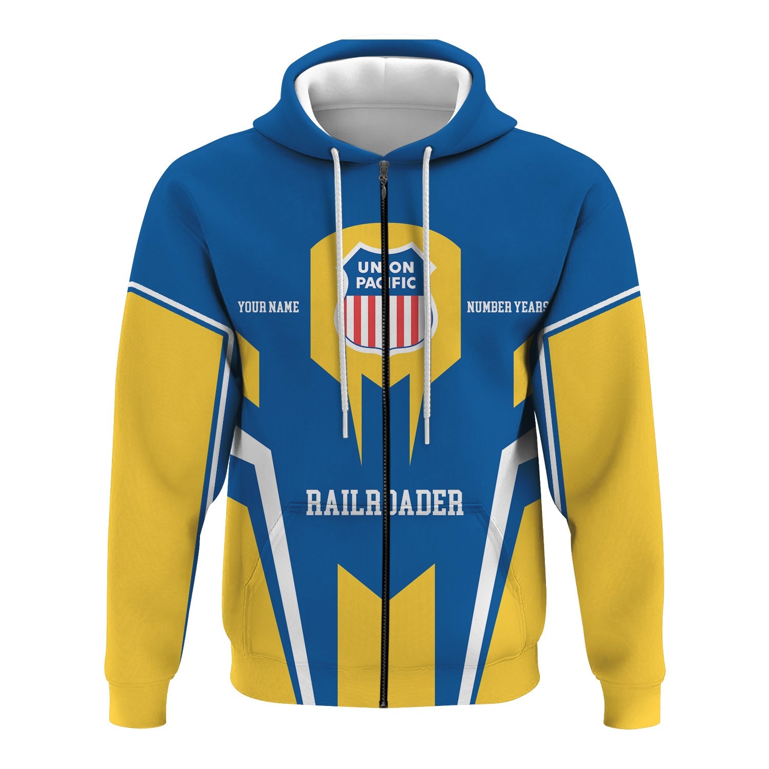 Railspirit Personalized Union Pacific Railroad Hoodie Custom Year Railroader Big Boy Zip Up Hoodie Gift Idea For Train Lover