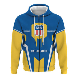 Railspirit Personalized Union Pacific Railroad Hoodie Custom Year Railroader Big Boy Zip Up Hoodie Gift Idea For Train Lover