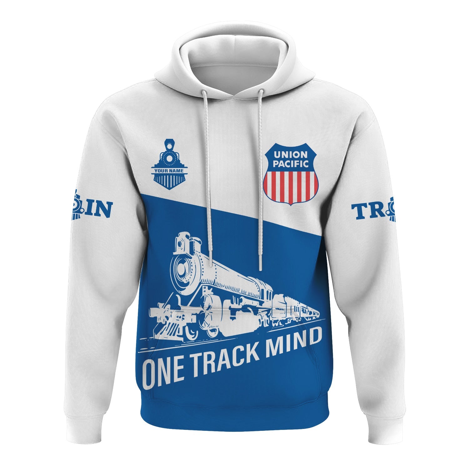 Railspirit Custom Name Union Pacific Railroad Hoodie One Track Mind Big Boy Printed Zip Hoodie