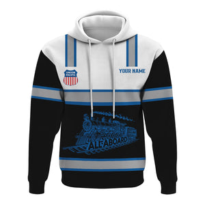 Railspirit Custom Name Union Pacific Railroad Hoodie Eat Train Sleep Repeat Big Boy Printed Train Zip Hoodie