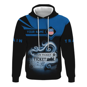 Railspirit Custom Name Union Pacific Railroad Hoodie American Train Ticket Big Boy Printed Zip Hoodie