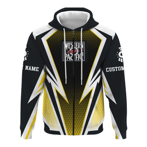 Railspirit Personalized Western Pacific Railroad Hoodie Lightning Graphic Style Zip Up Hoodie Gift Idea For Train Lover