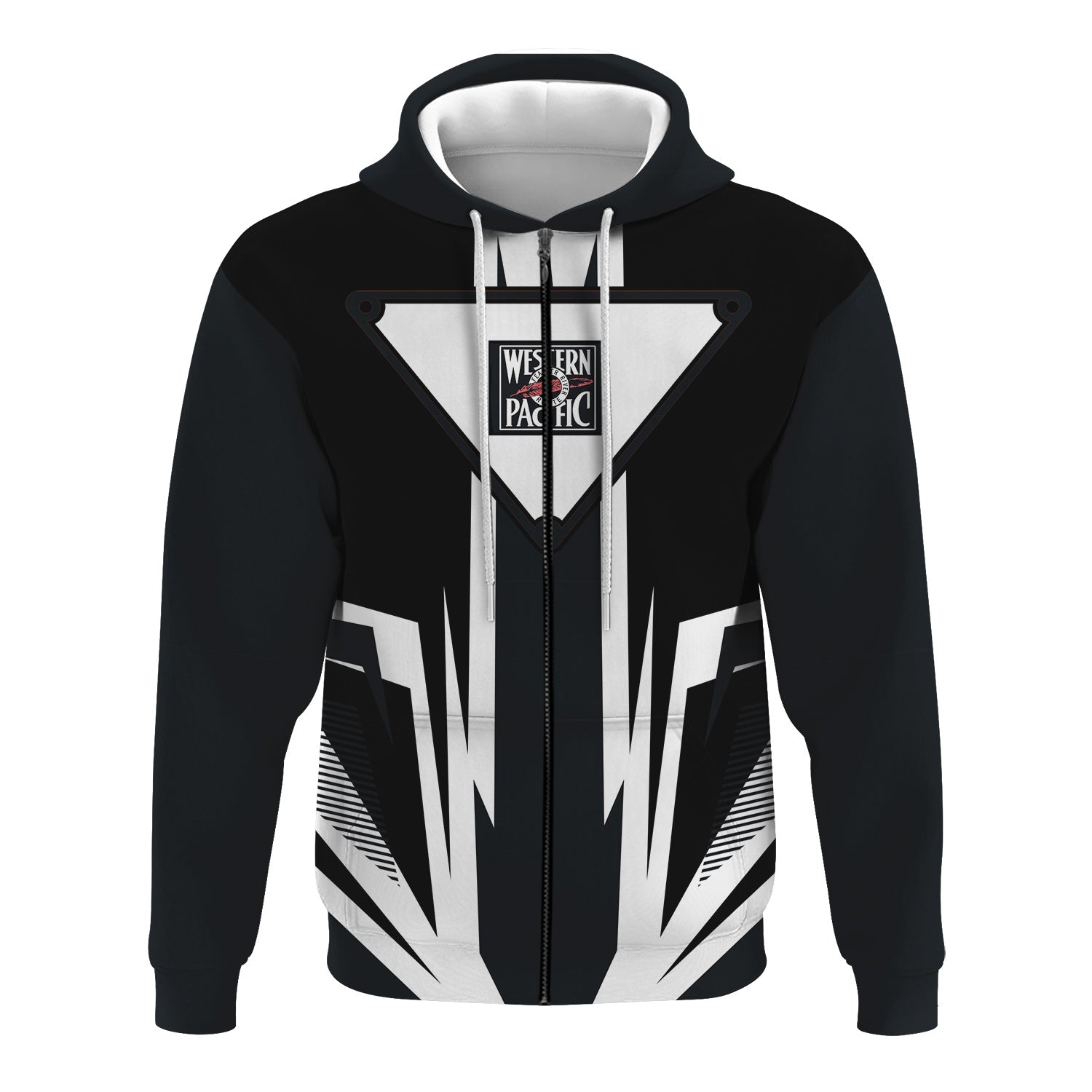 Railspirit Western Pacific Railroad Hoodie Bold Graphic Style All Over Printed Zip Up Hoodie