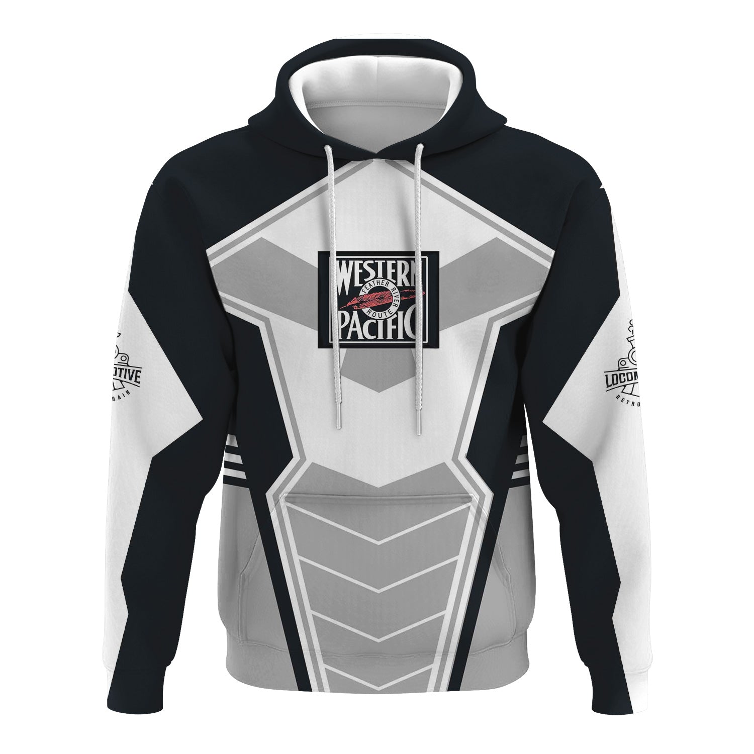 Railspirit Personalized Western Pacific Railroad Hoodie Engine-Inspired Style Train Zip Up Hoodie for Railroad Fanatic