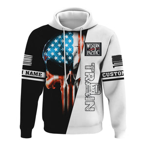Railspirit Personalized Western Pacific Railroad Hoodie Train Skull American Flag Zip Up Hoodie All Over Print