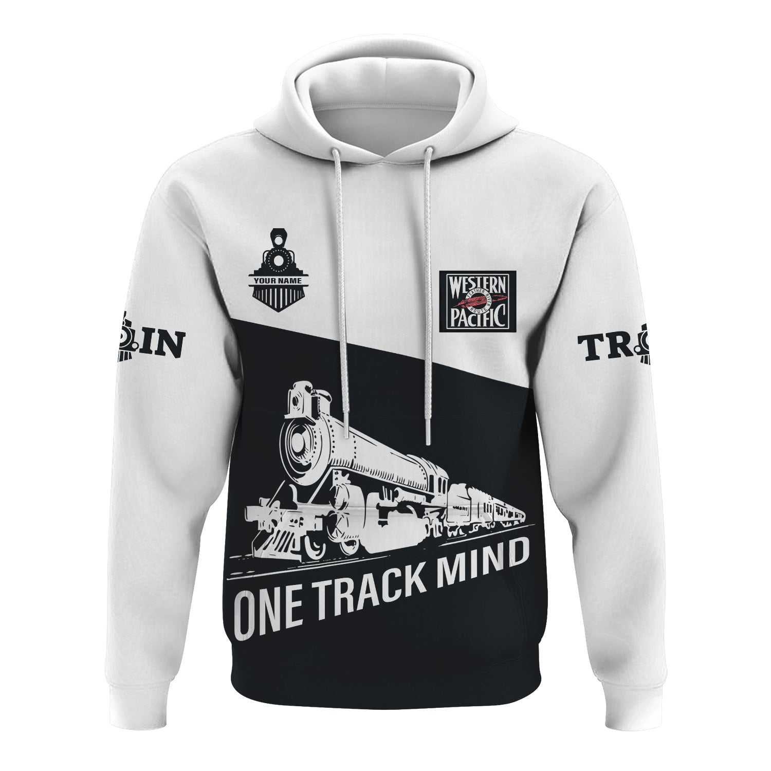 Railspirit Custom Name Western Pacific Railroad Hoodie One Track Mind Printed Zip Hoodie