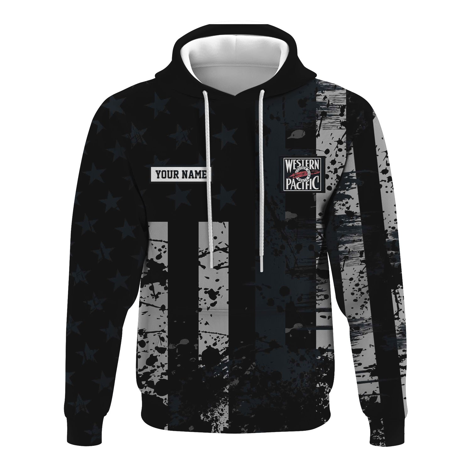 Railspirit Personalized Western Pacific Railroad Hoodie Artistic Paint American Flag Style Train Zip Up Hoodie