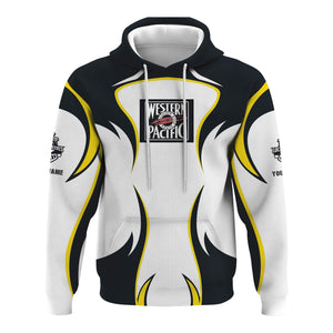 Railspirit Personalized Western Pacific Railroad Hoodie Distinctive Flame Style Zip Up Hoodie For Steam Engine Addict
