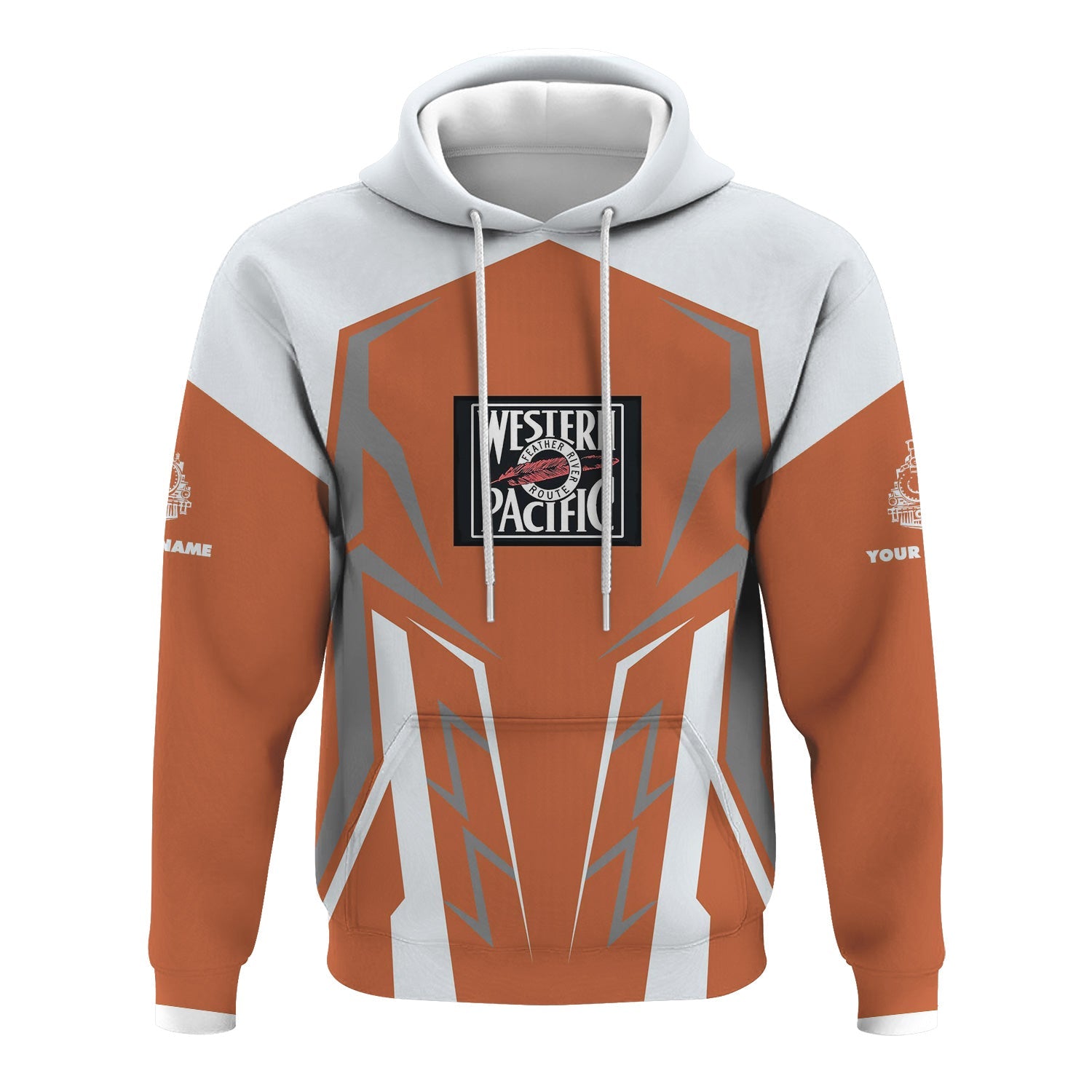 Railspirit Personalized Western Pacific Railroad Hoodie Futuristic Design with Custom Job Train Zip Up Hoodie