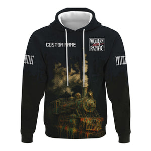 Railspirit Personalized Western Pacific Railroad Hoodie Vintage Train Art Style Zip Up Hoodie For Locomotive Fans