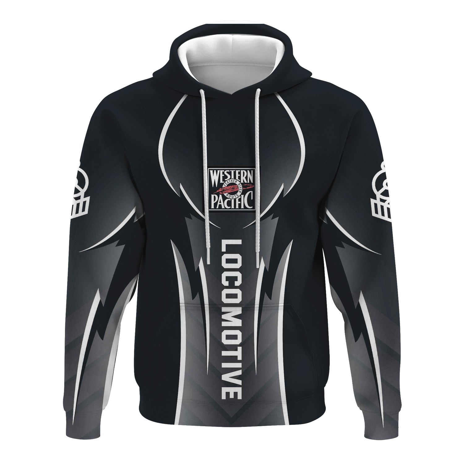 Railspirit Personalized Western Pacific Railroad Hoodie Striking Line Style Train Zip Up Hoodie For Locomotive Lovers