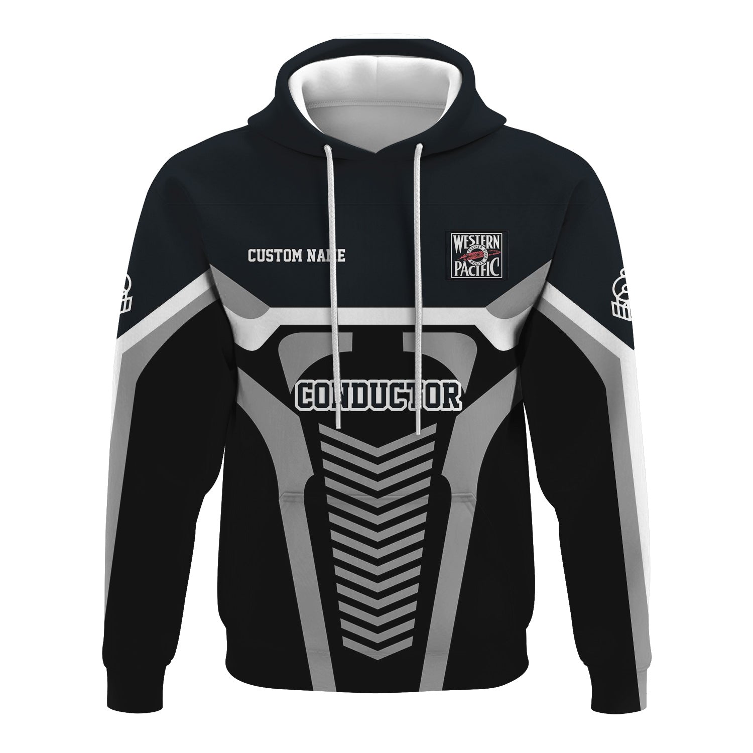 Railspirit Personalized Western Pacific Railroad Hoodie Track-Inspired with Custom Job Position Train Zip Up Hoodie