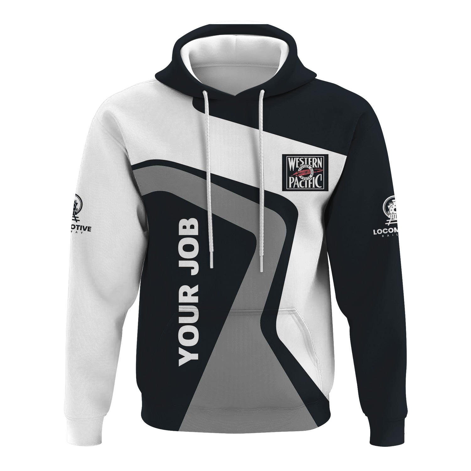 Railspirit Personalized Western Pacific Railroad Hoodie Unique Design with Custom Job Position Train Zip Up Hoodie