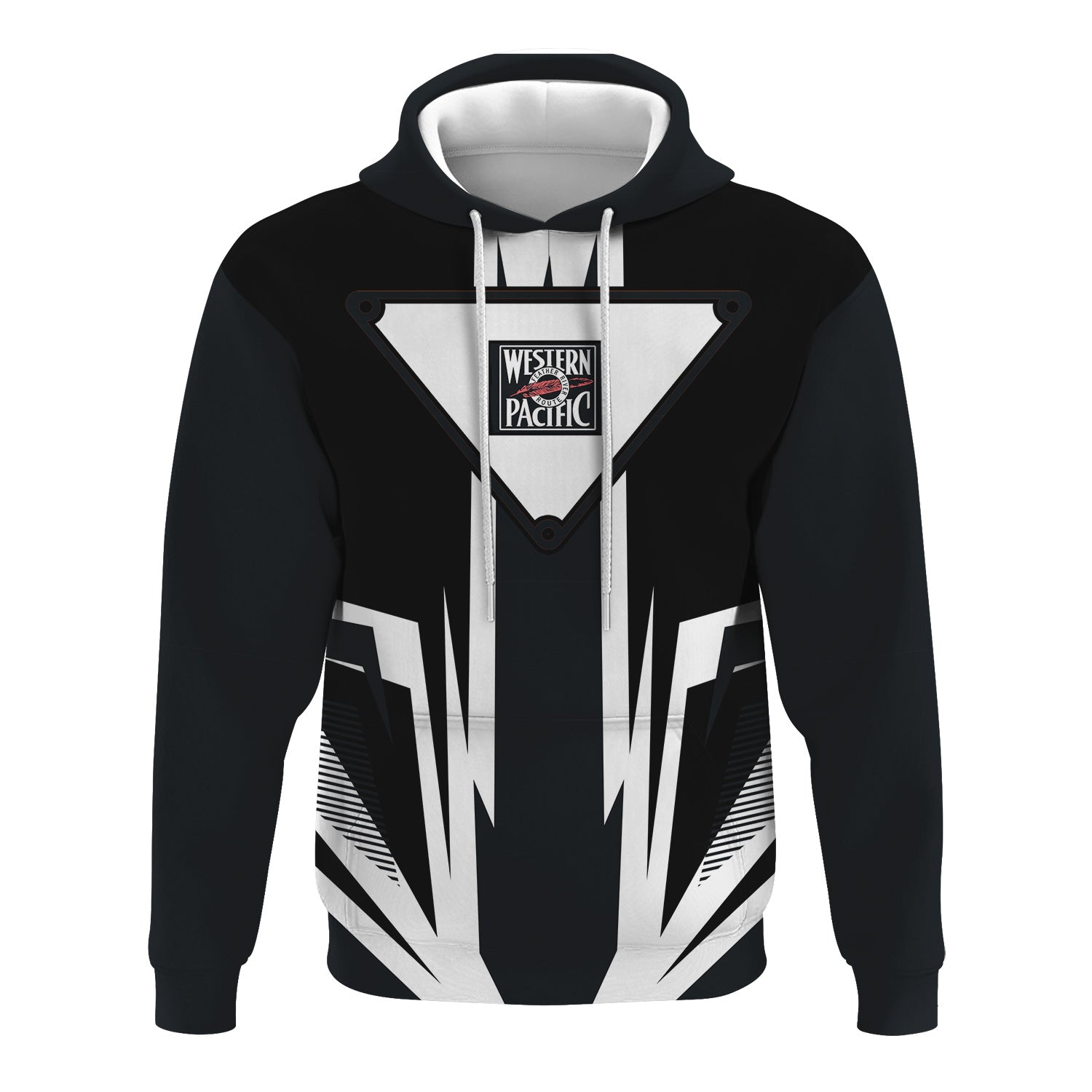 Railspirit Western Pacific Railroad Hoodie Bold Graphic Style All Over Printed Zip Up Hoodie