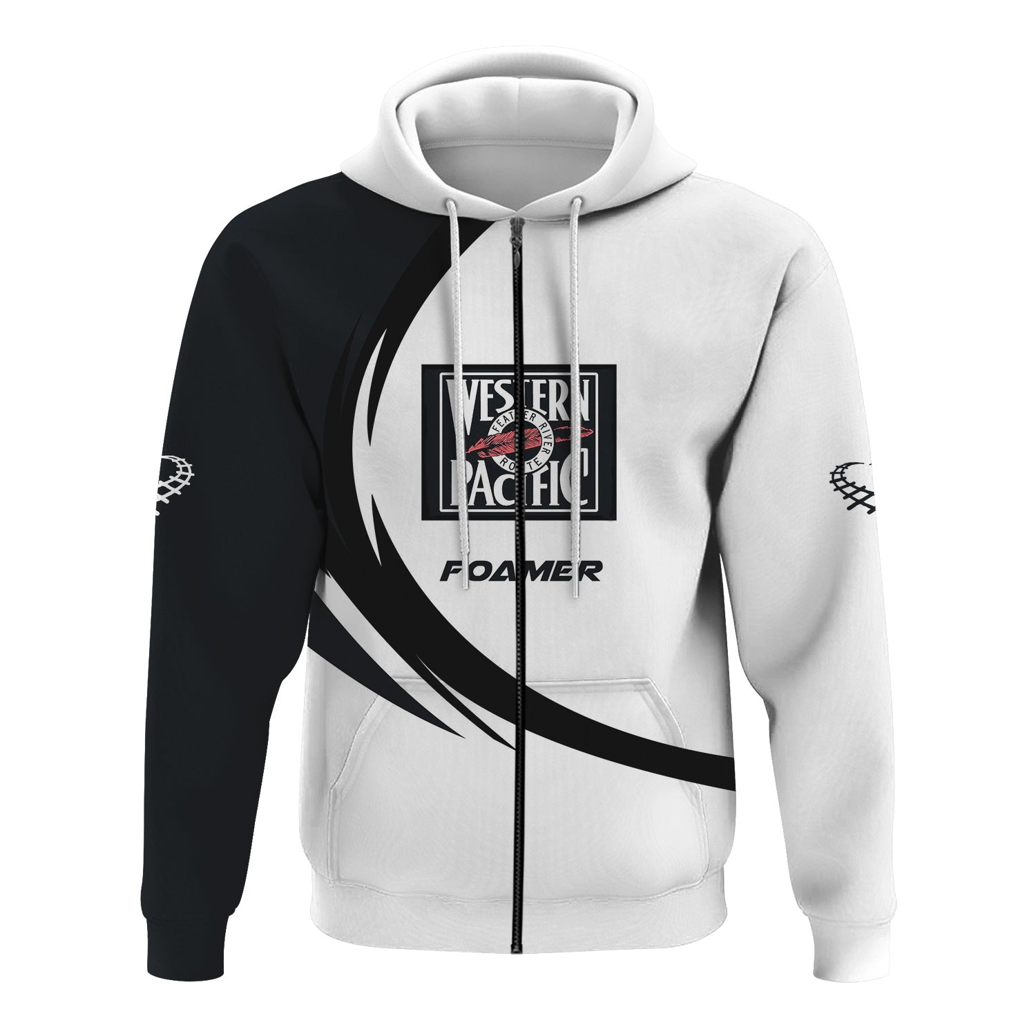 Railspirit Personalized Western Pacific Railroad Hoodie Unique Graphic Style Zip Up Hoodie For Train Enthusiasts