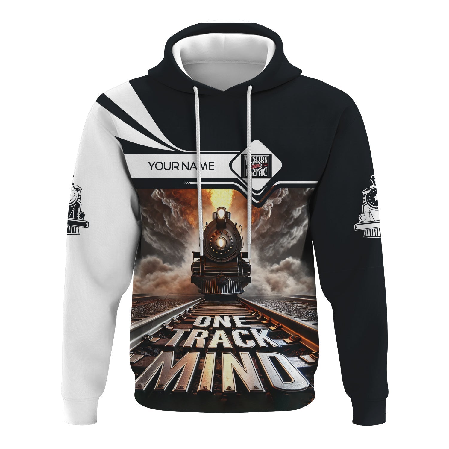 Railspirit Personalized Western Pacific Railroad Hoodie One Track Mind Train Printed ZIp Up Hoodie